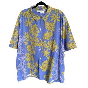 Vintage Manuhealii white tag shirt full button cotton rayon fits 2XL